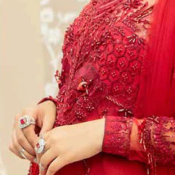 Organza and Raw Silk Embroidery Gulab Dress - Picture 11 of 11